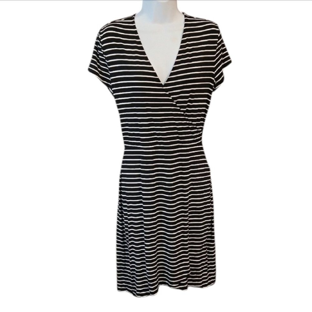 White House Black Market Striped Dress Vneck Dress